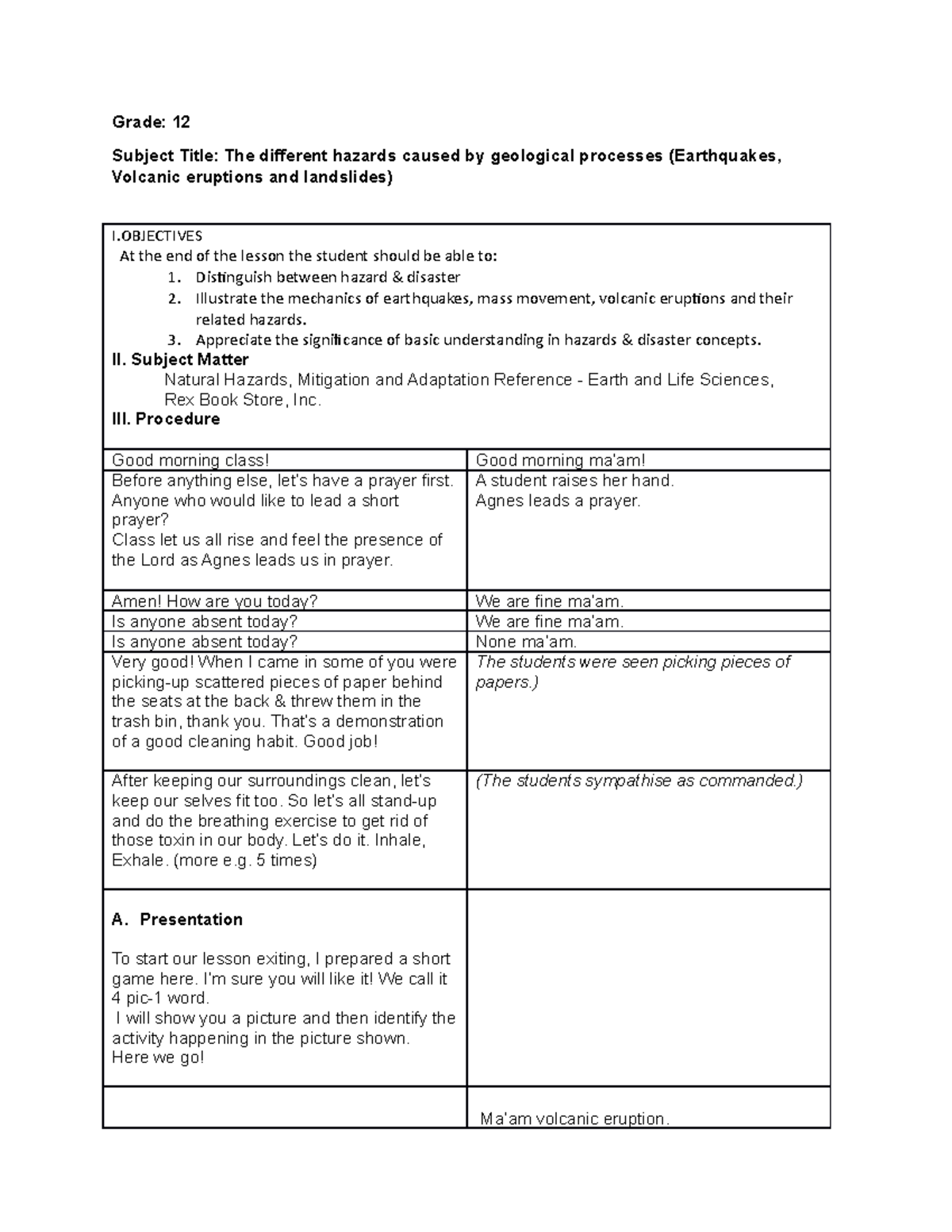 DLP - editable lesson plan - Grade: 12 Subject Title: The different ...