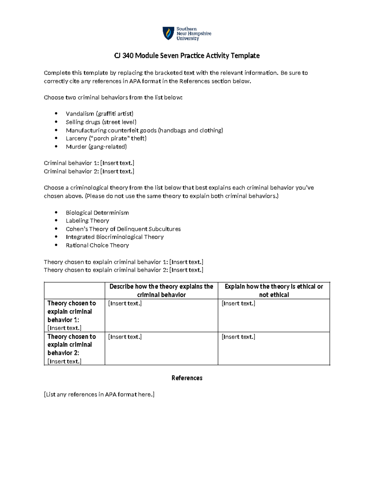 CJ 340 Module Seven Practice Activity Template - CJ 340 Module Seven ...