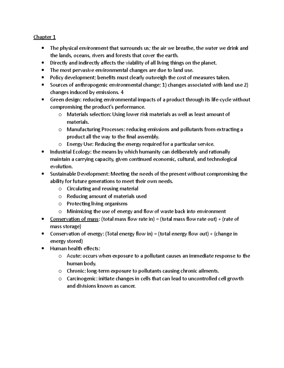 ENGR202 Midterm Notes - CHAPTER 1 - Chapter 1 The physical environment ...