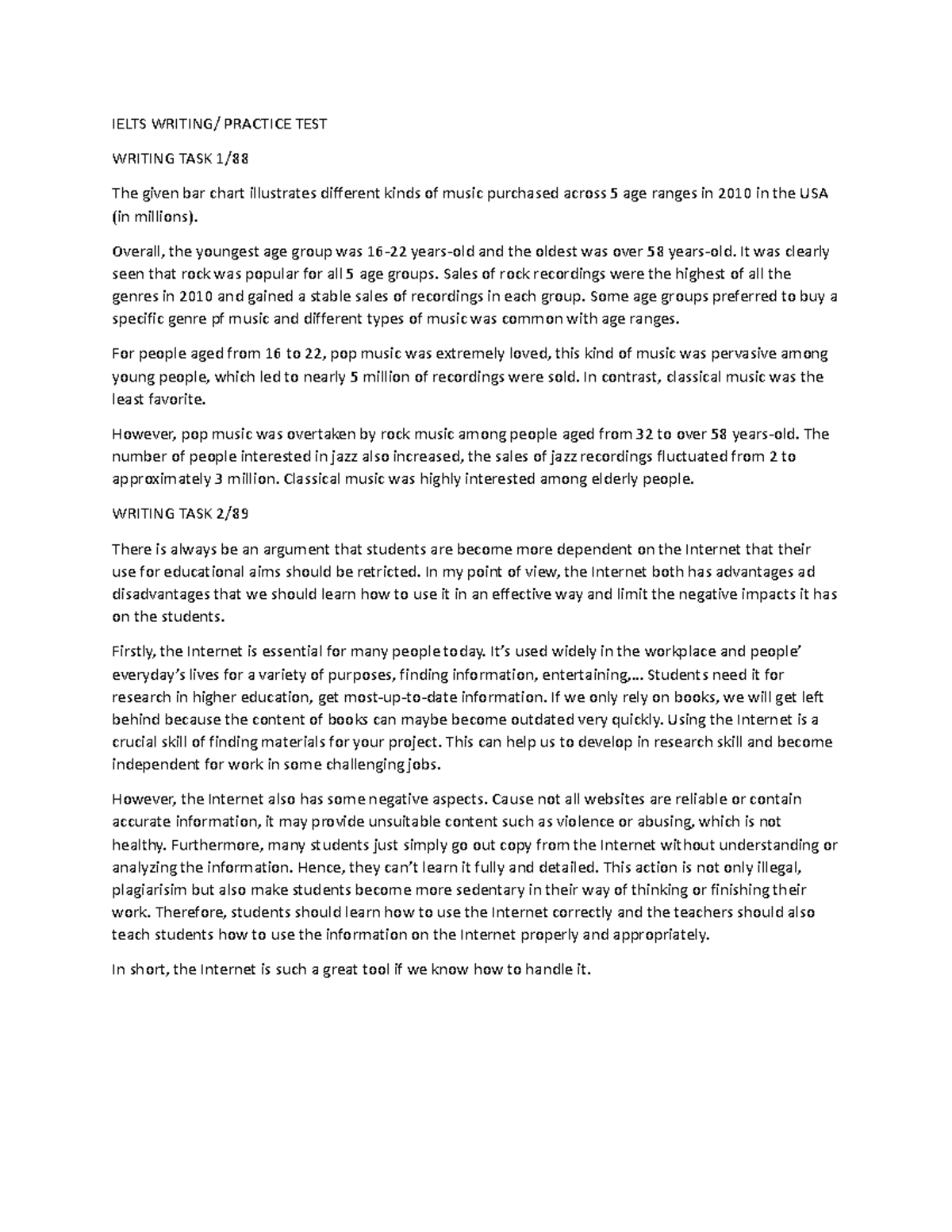 Ielts Writing- Practice TEST - IELTS WRITING/ PRACTICE TEST WRITING ...