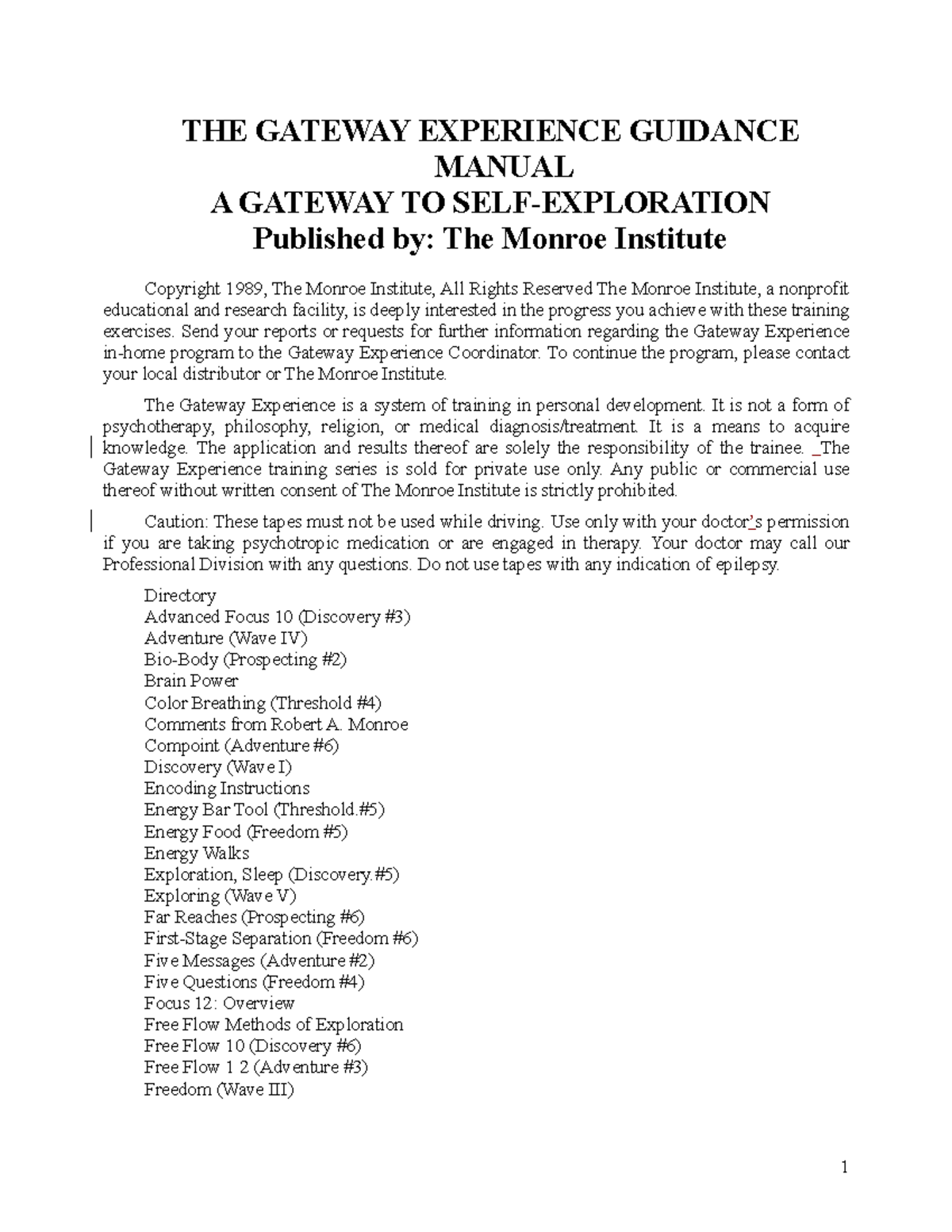 Complete hemi sync gateway experience manual - THE GATEWAY EXPERIENCE ...
