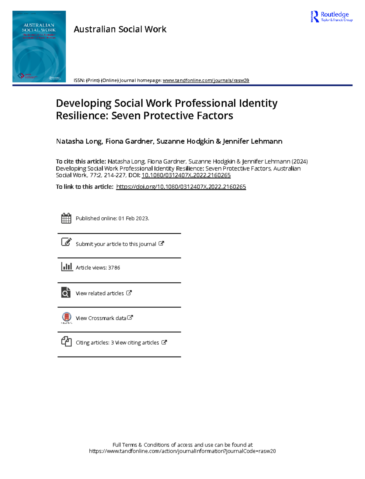 Developing Social Work Professional Identity Resilience Seven ...
