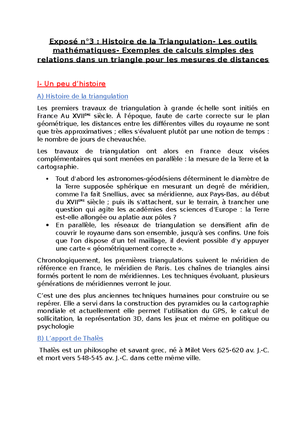 Exposé 3- trangulation - Exposé n°3 : Histoire de la Triangulation- Les ...