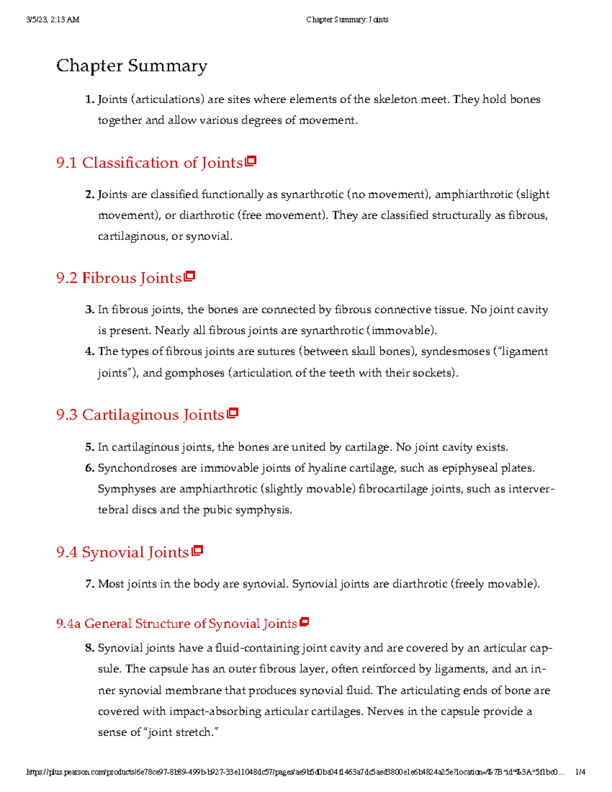 Chapter 9 Joints Summary Text - - Studocu