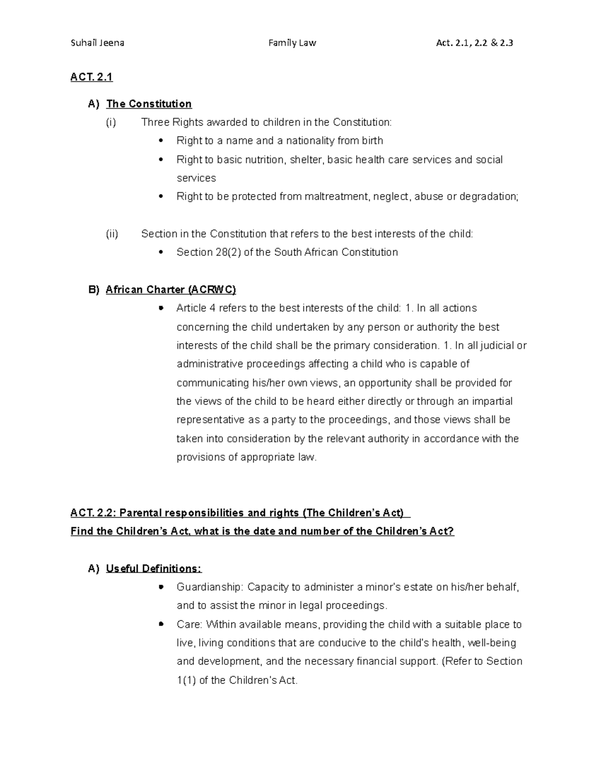 FAmily Law - Act 2.1, 2.2 & 2 - Suhail Jeena Family Law Act. 2, 2 & 2 ...