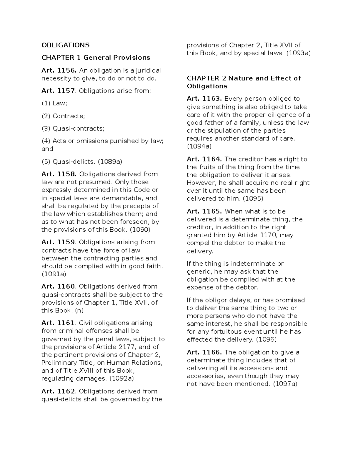 Codex Obligations - codals only - OBLIGATIONS CHAPTER 1 General ...
