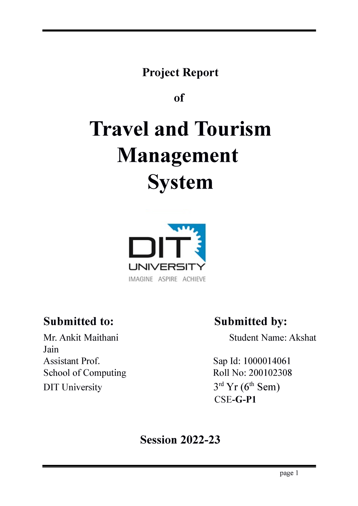 tourism management system report