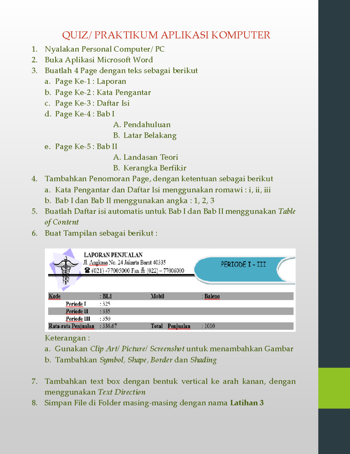 Tugas 3 QUIZ/ PRAKTIKUM APLIKASI KOMPUTER Nyalakan Personal Computer
