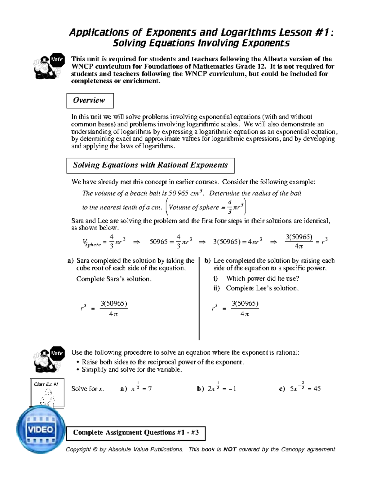 Unit 5 Applications of Exponents and Logarithms Applications of