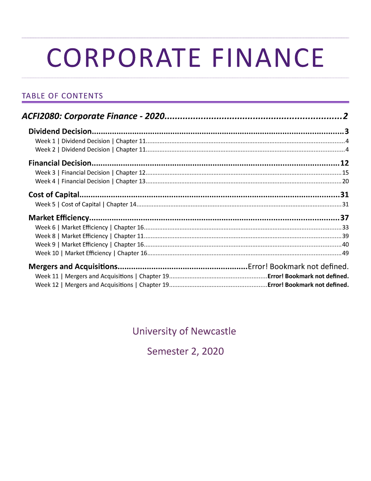 notes-corporate-finance-corporate-finance-table-of-contents