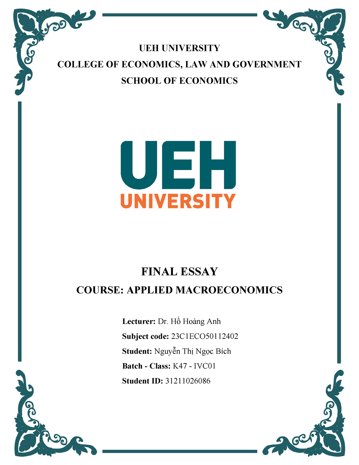 economics essay university