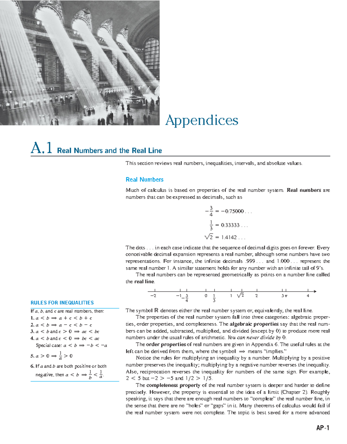A.1 Real Numbers and the Real Line - AP- A Real Numbers and the Real ...