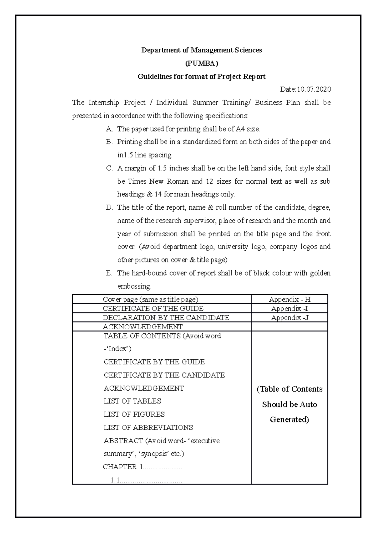 Project report sample - Department of Management Sciences (PUMBA ...