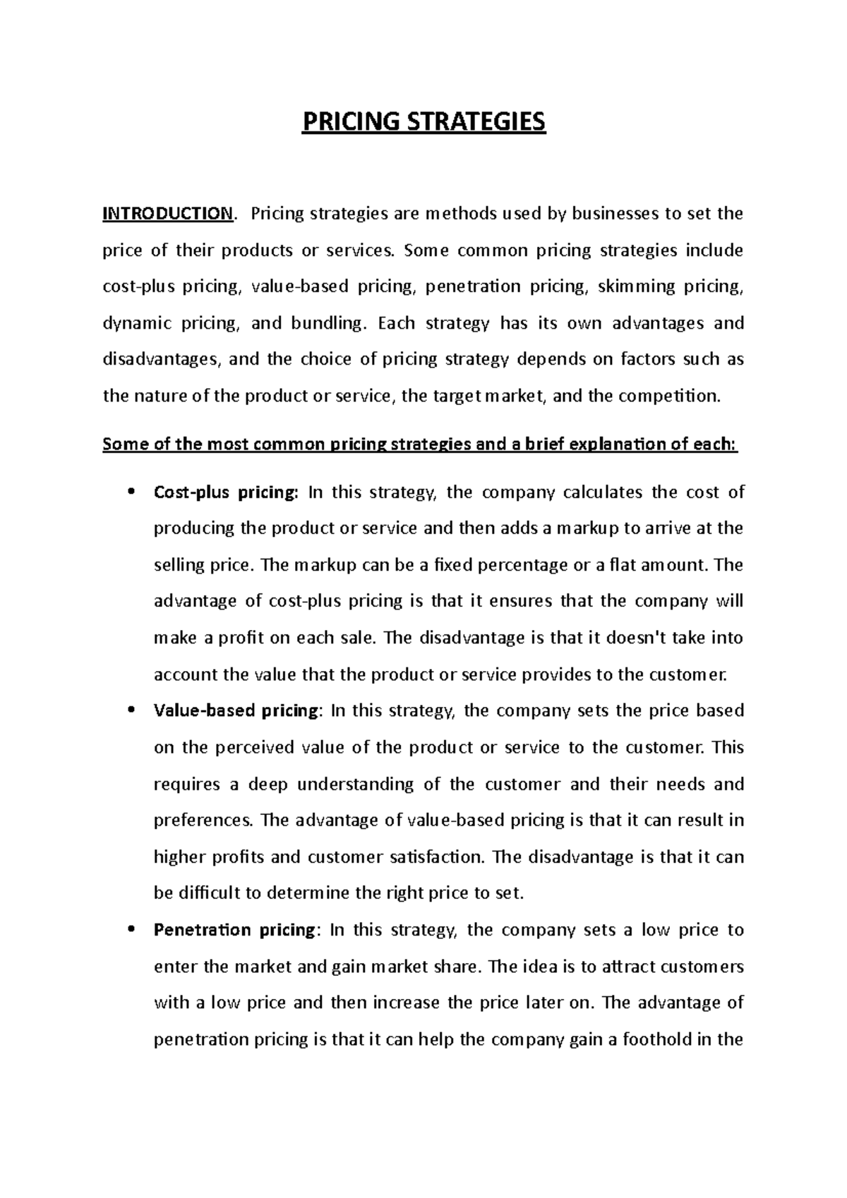 Pricing Strategies - PRICING STRATEGIES INTRODUCTION. Pricing ...