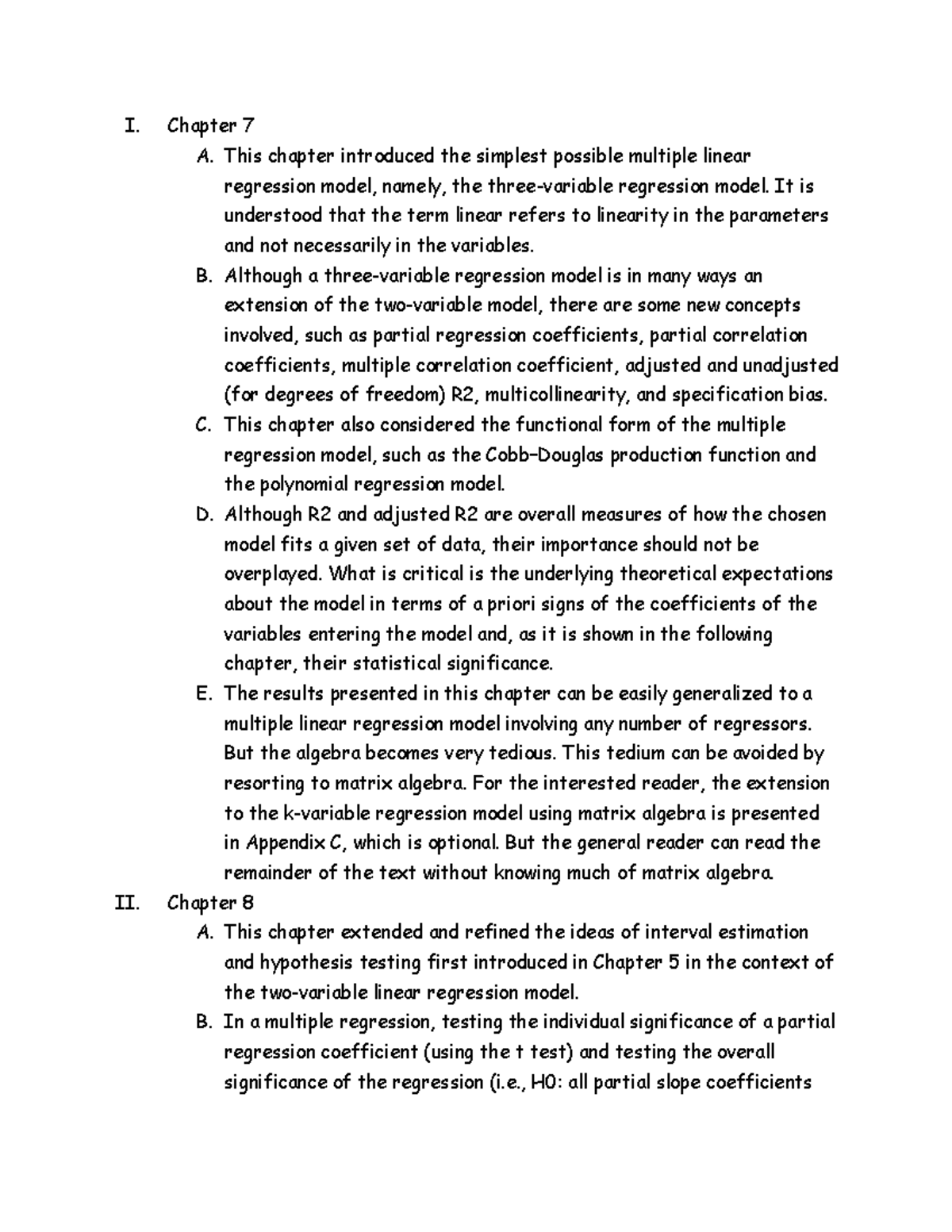 CH. 7 to 9 - notes - I. Chapter 7 A. This chapter introduced the ...