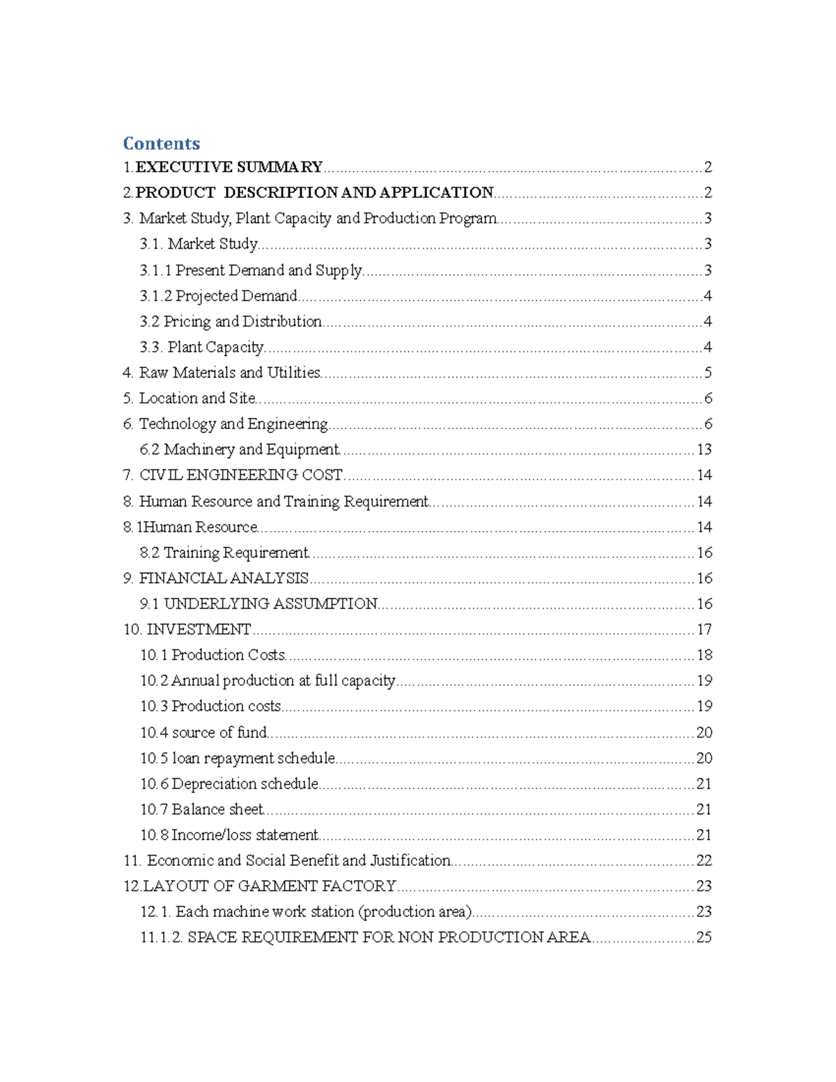 Sample garment project Contents 1 Studocu