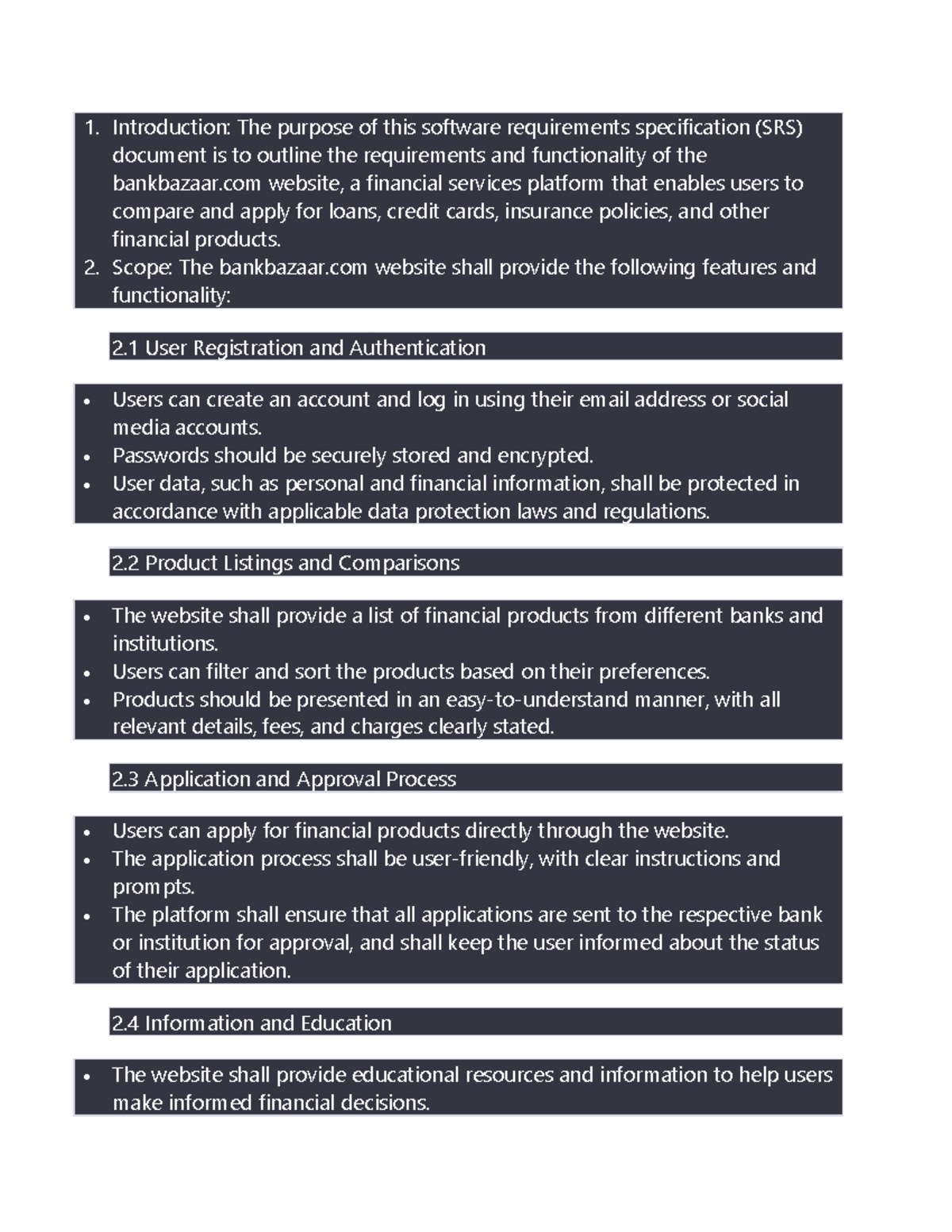 Bank bazzar pdf - srs report - 1. Introduction: The purpose of this ...