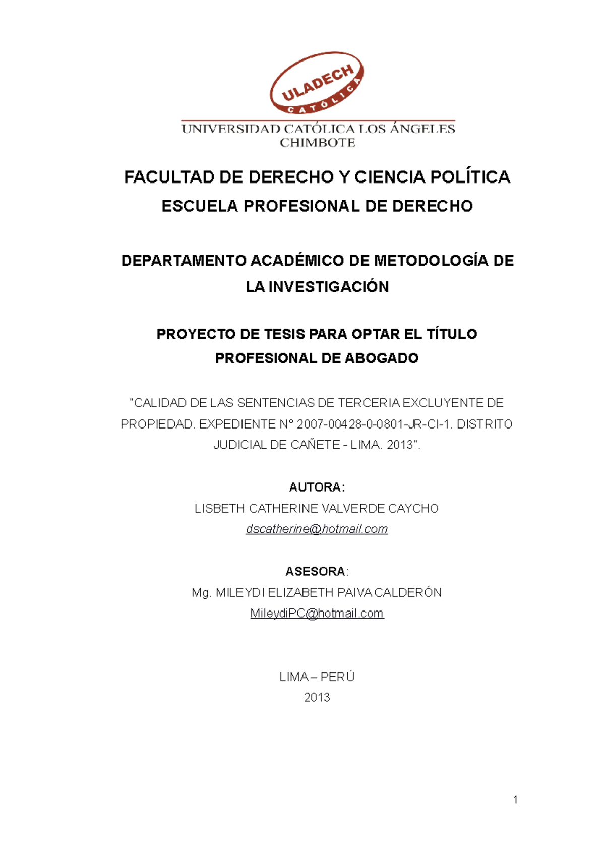 Proyecto De Tesis Es Una Facultad De Derecho Y Ciencia PolÍtica Escuela Profesional De 3540