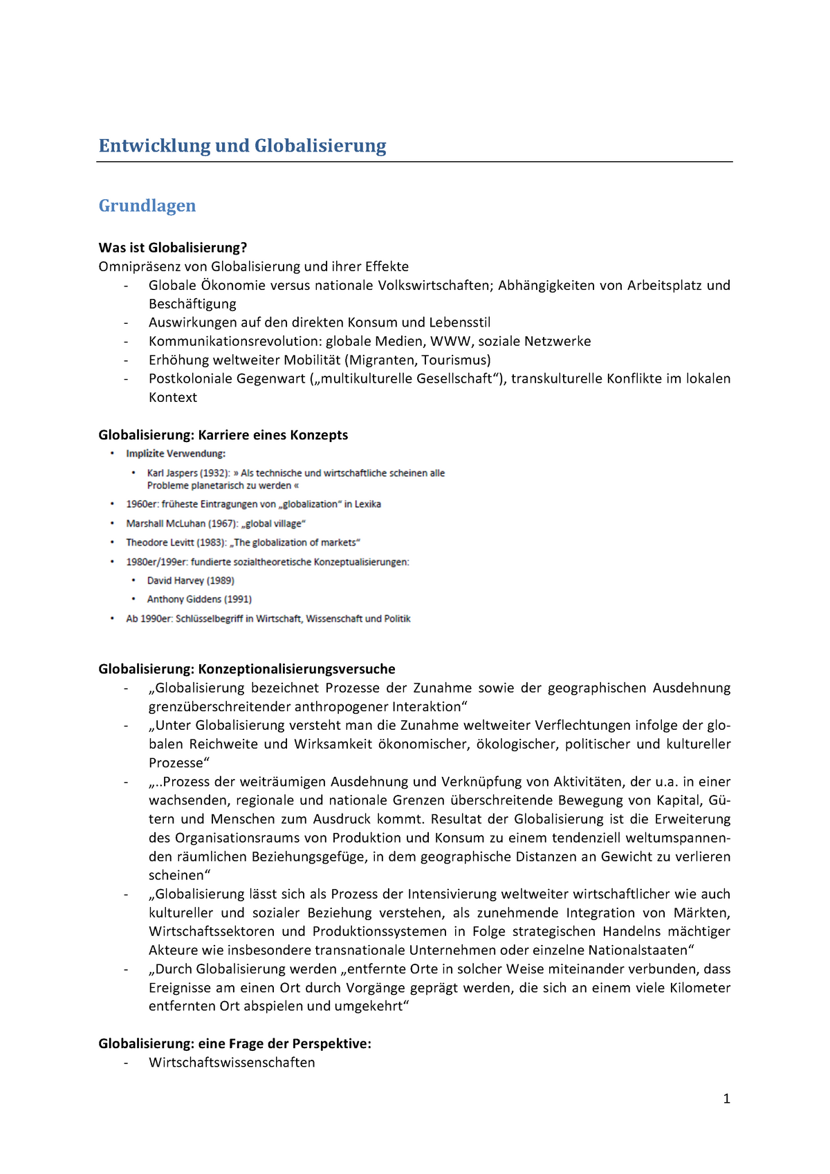 Zusammenfassung Globalisierung Und Entwicklung Entwicklung Und Globalisierung Grundlagen