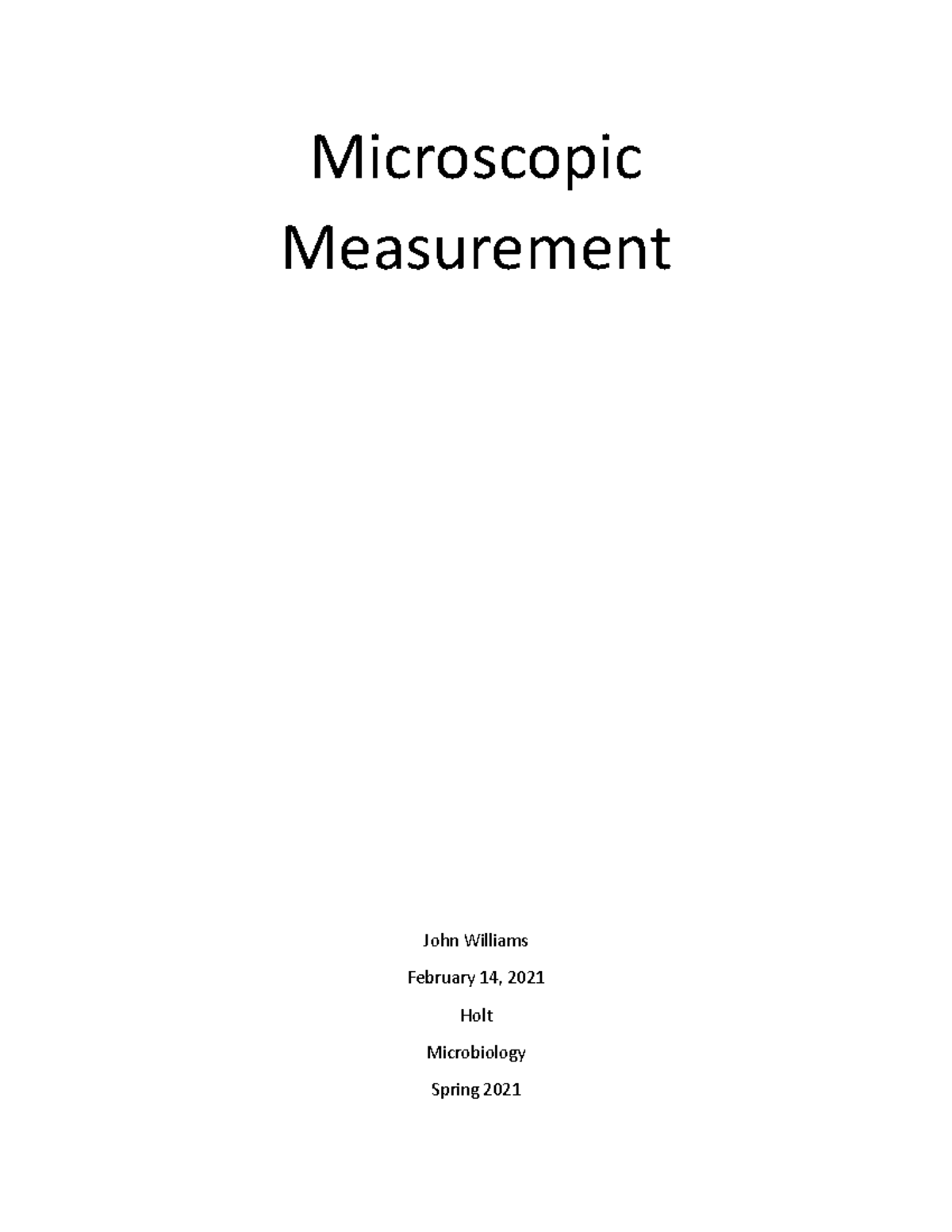 Microscopic Measurement microbiologhy Microscopic Measurement John
