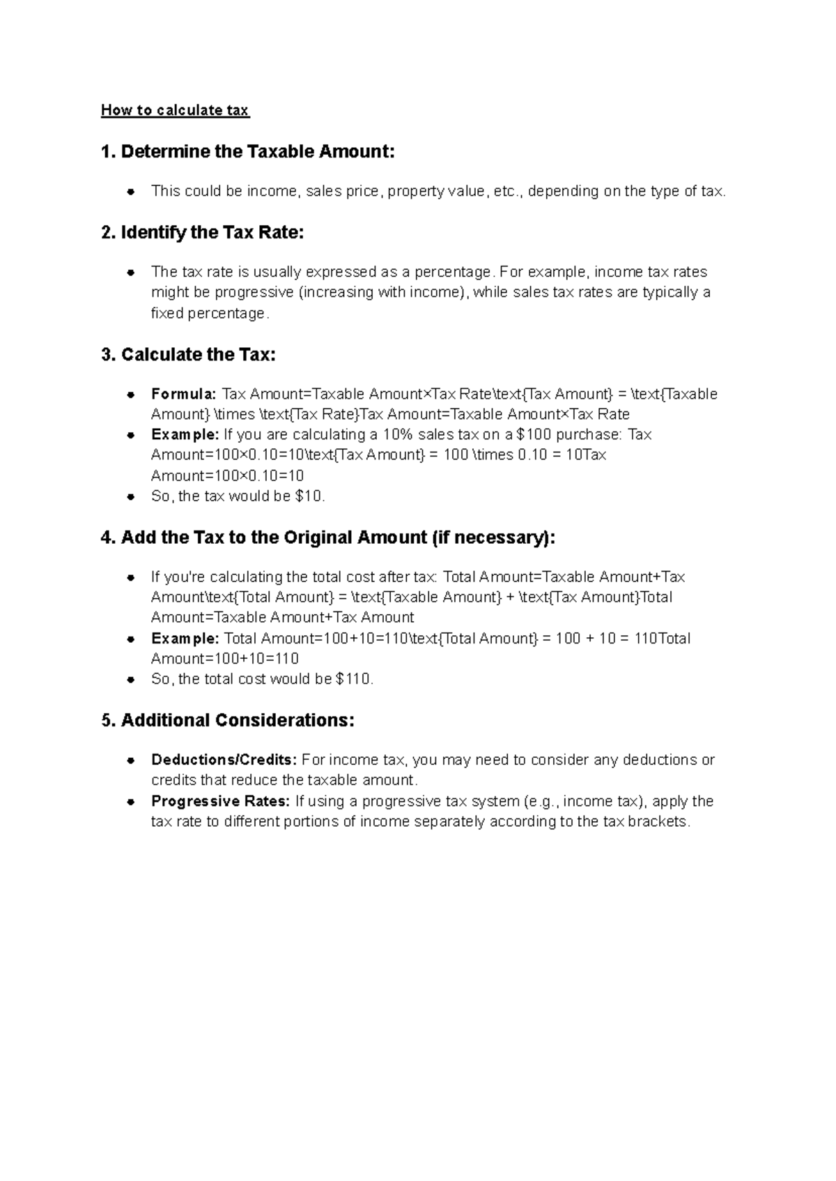 How to calculate tax - Determine the Taxable Amount: This could be ...