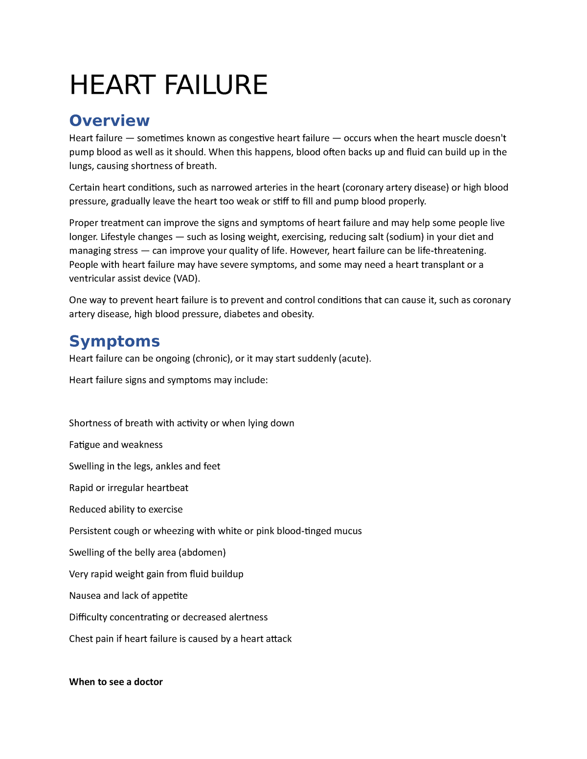 Heart Failure - None - Heart Failure Overview Heart Failure — Sometimes 