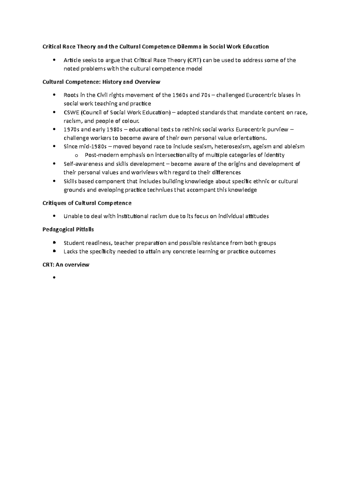 Critical Race Theory and the Cultural Competence Dilemma in Social Work ...