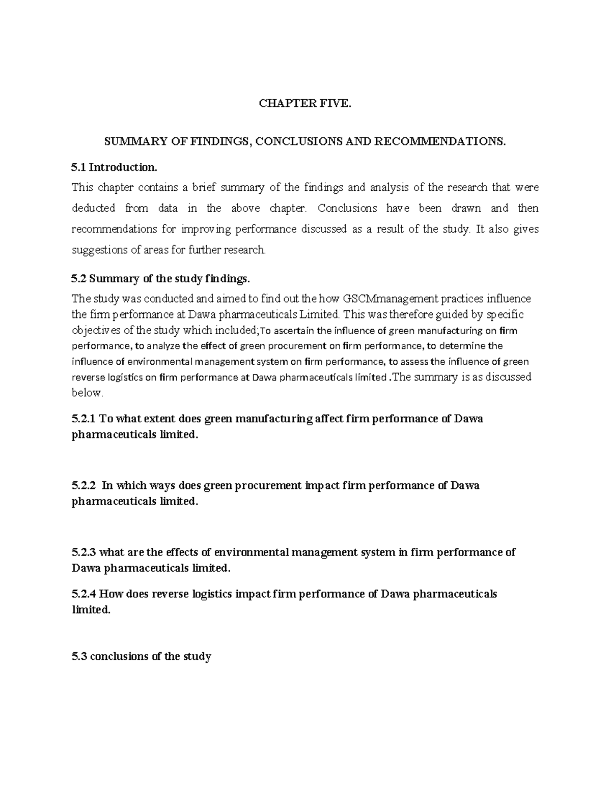 Chapter 5 - summary and findings - CHAPTER FIVE. SUMMARY OF FINDINGS ...