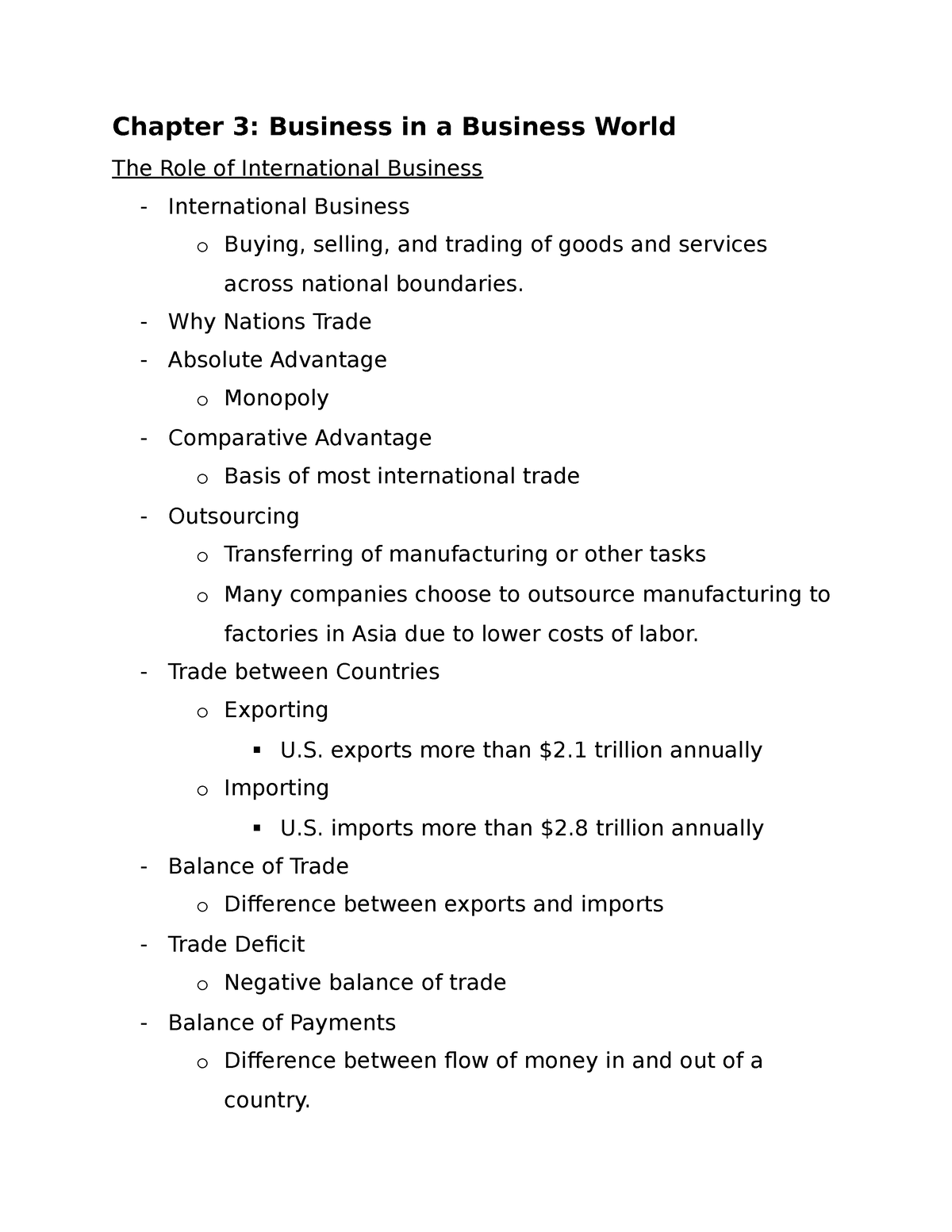 chapter 03 assignment the world marketplace business without borders