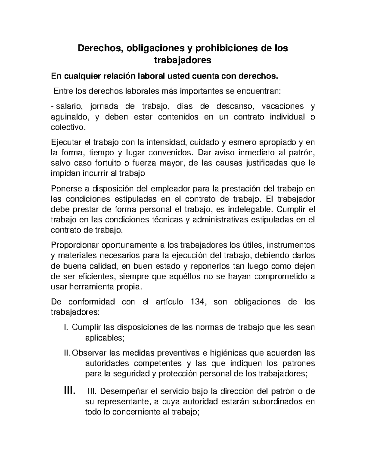 Investigacion - Derechos, Obligaciones Y Prohibiciones - Derechos ...