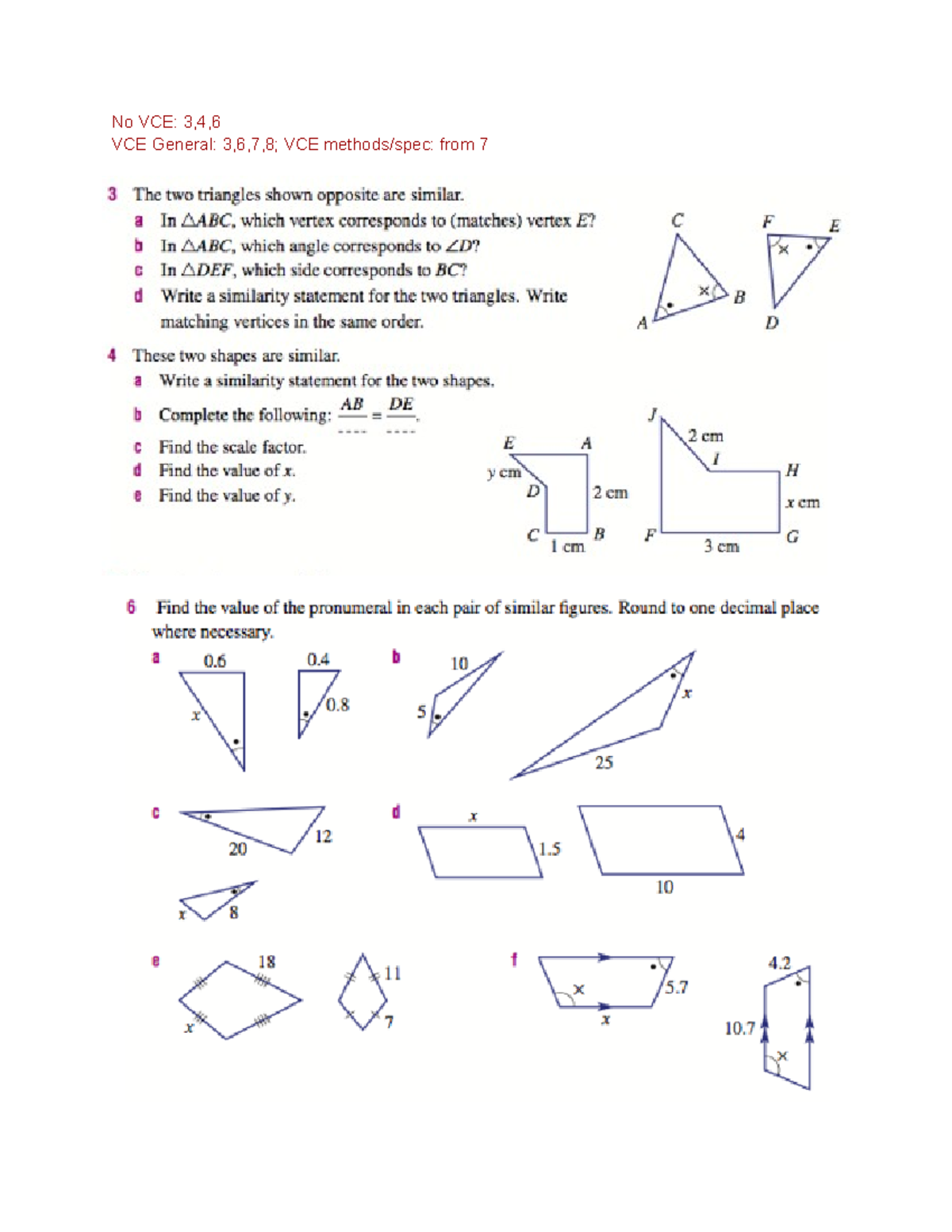 Similar figures worksheet - SOCIO2002 - No VCE: 3,4, VCE General: 3,6,7 ...