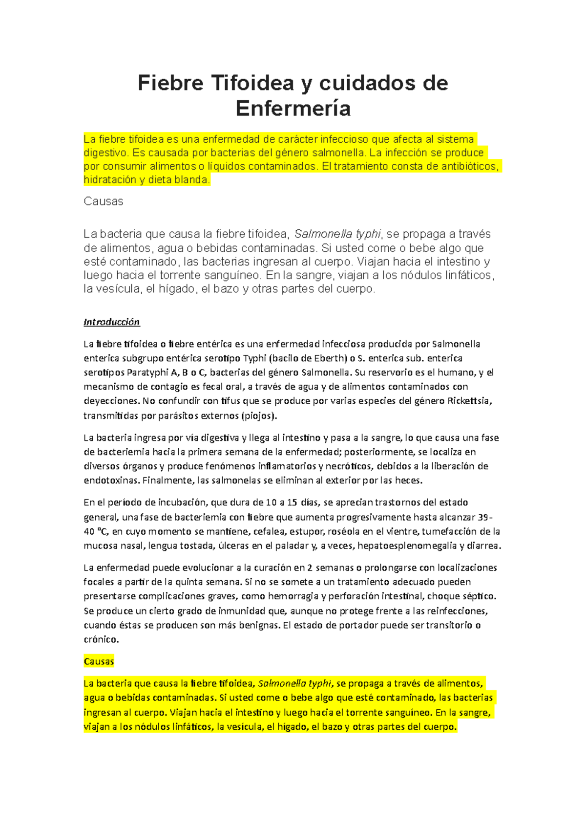 Fiebre Tifoidea Y Cuidados De Enfermería - Fiebre Tifoidea Y Cuidados ...