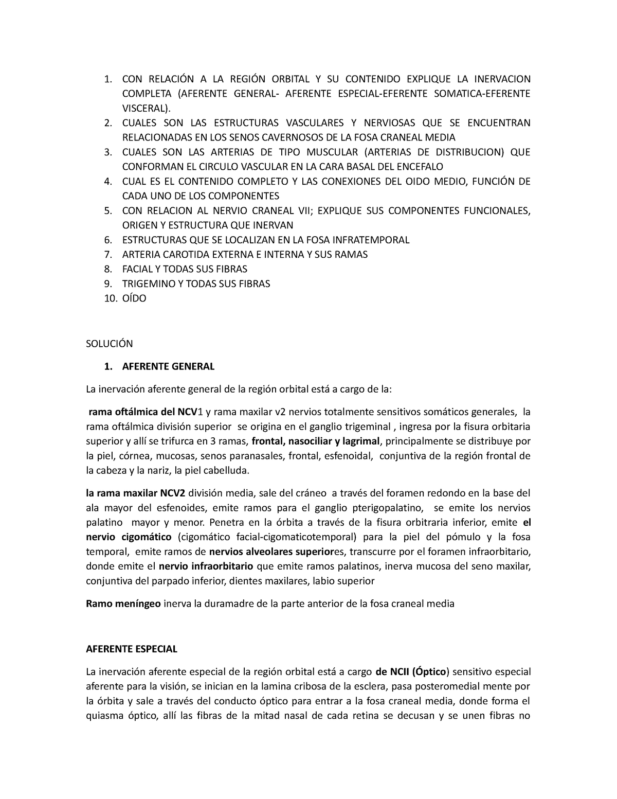 Banco Anatomia Cabeza - 1. CON RELACIÓN A LA REGIÓN ORBITAL Y SU ...