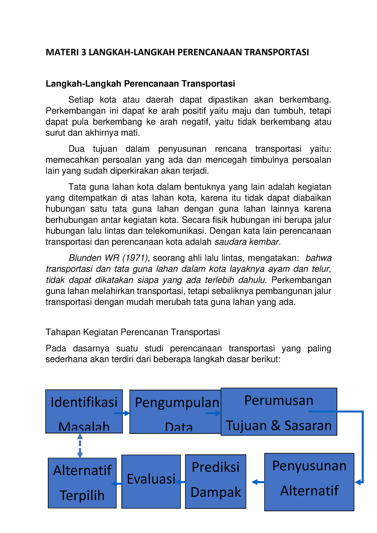 MATERI LANGKAH-LANGKAH PERENCANAAN TRANSPORTASI - MATERI 3 LANGKAH ...