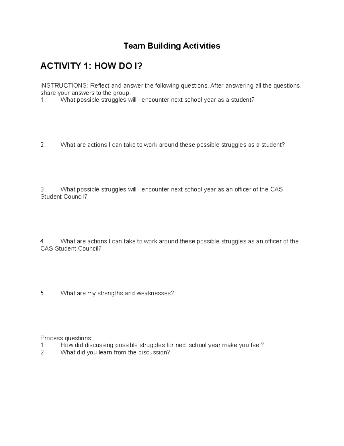 Teambuilding Module - Team Building Activities ACTIVITY 1: HOW DO I ...