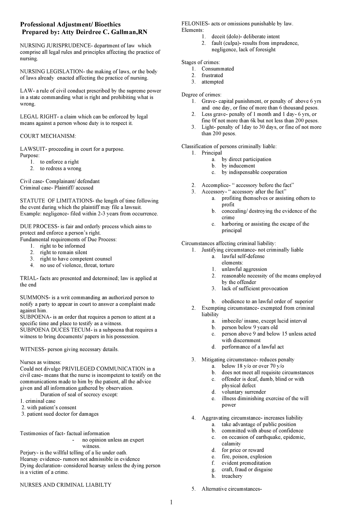 Professional adjustment Handout - Professional Adjustment/ Bioethics ...