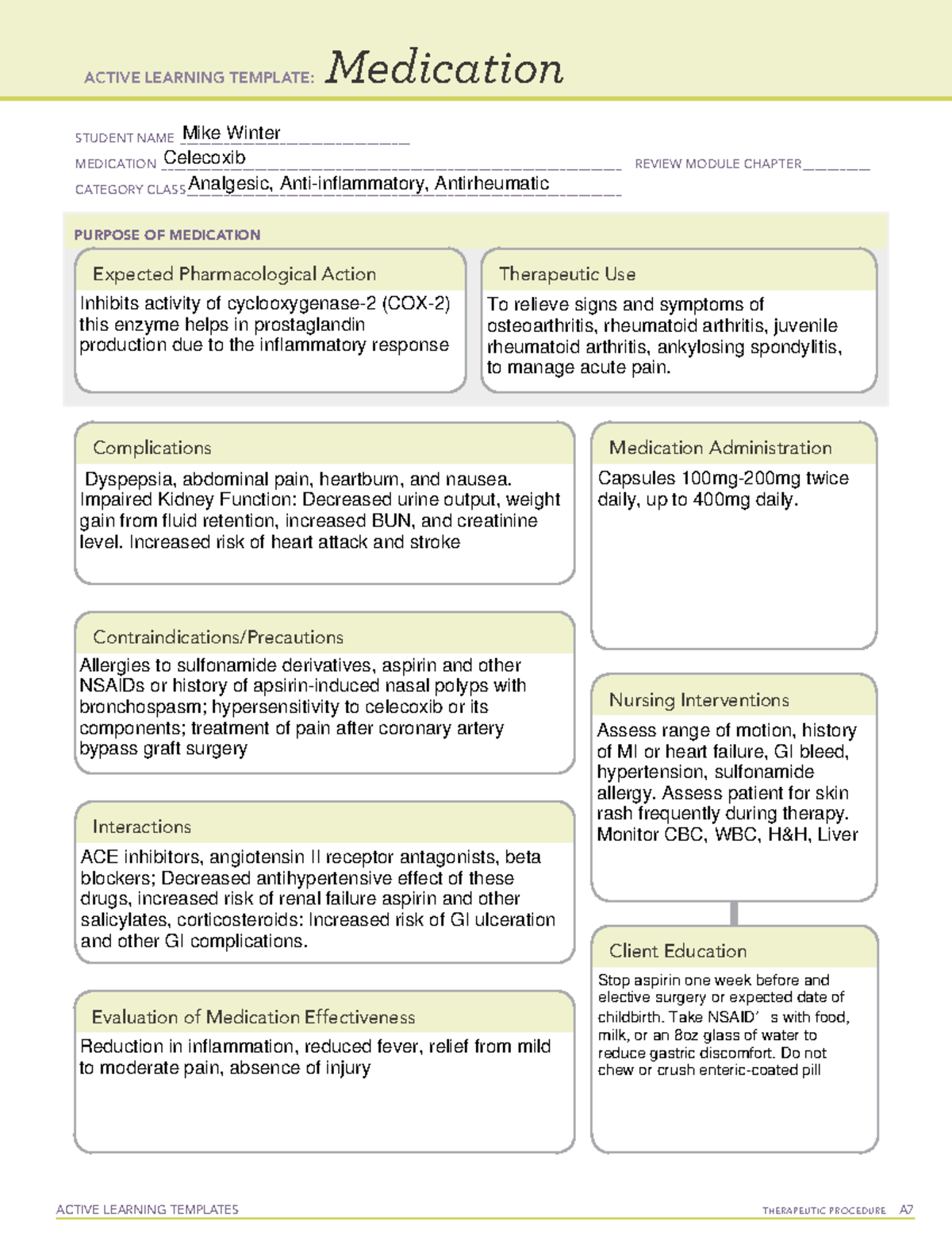 Celecoxib - notes - N180 - WCU - Studocu