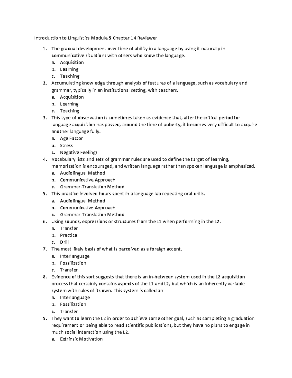Introduction to Linguistics Module 5 Chapter 14 Reviewer - Introduction ...