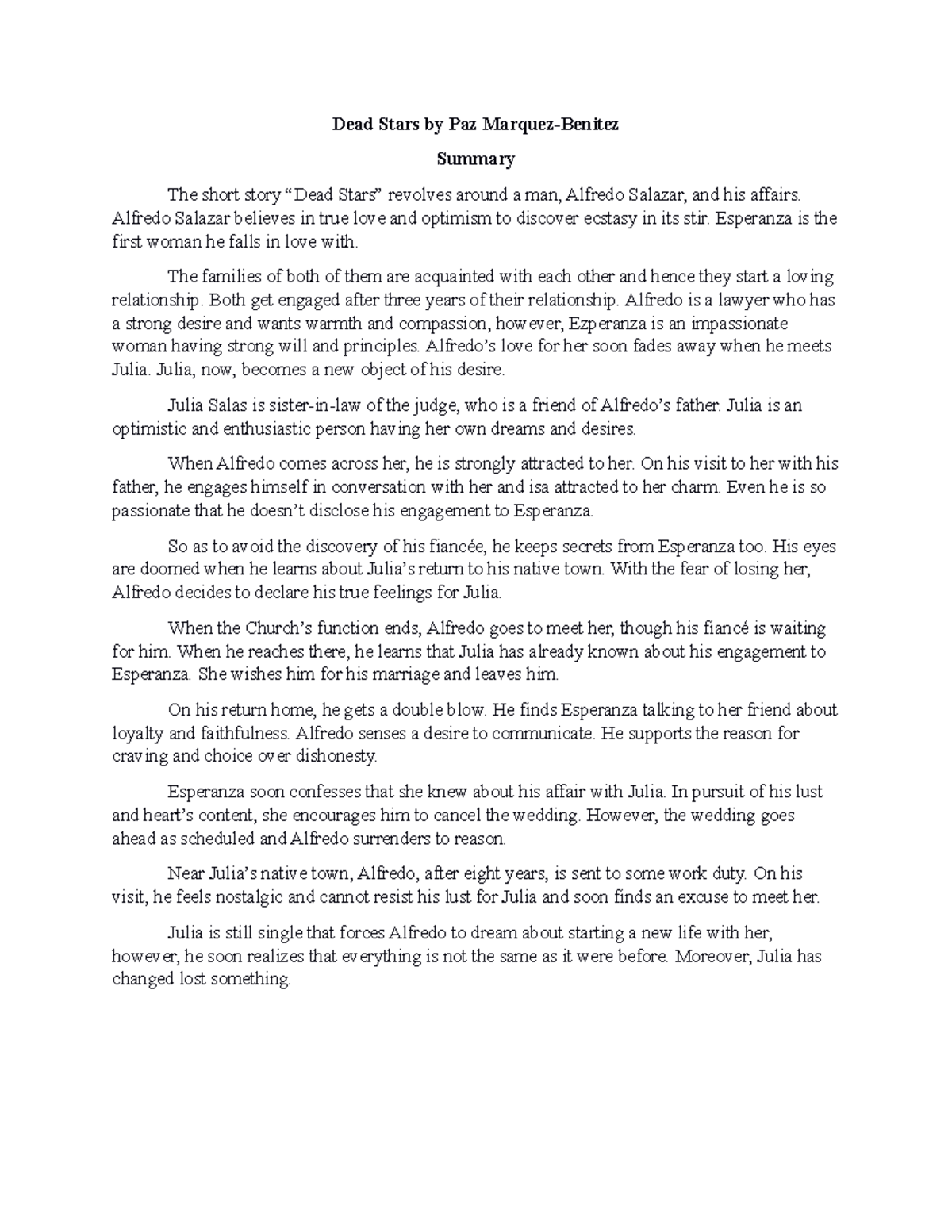 Dead Stars by Paz Marquez Dead Stars by Paz MarquezBenitez Summary