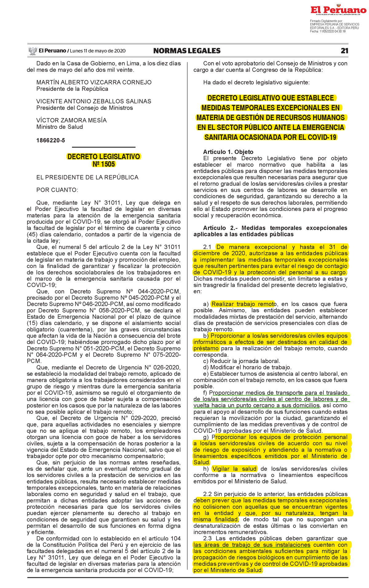 Decreto Legislativo Que Establece Medidas Temporales Excepci Decreto ...