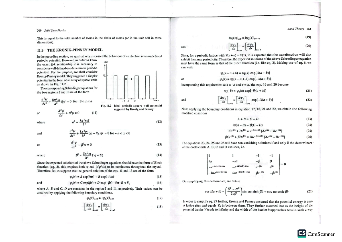 Kroning penny model by Mizan sir - 360 Solid State Physics Band Theory ...