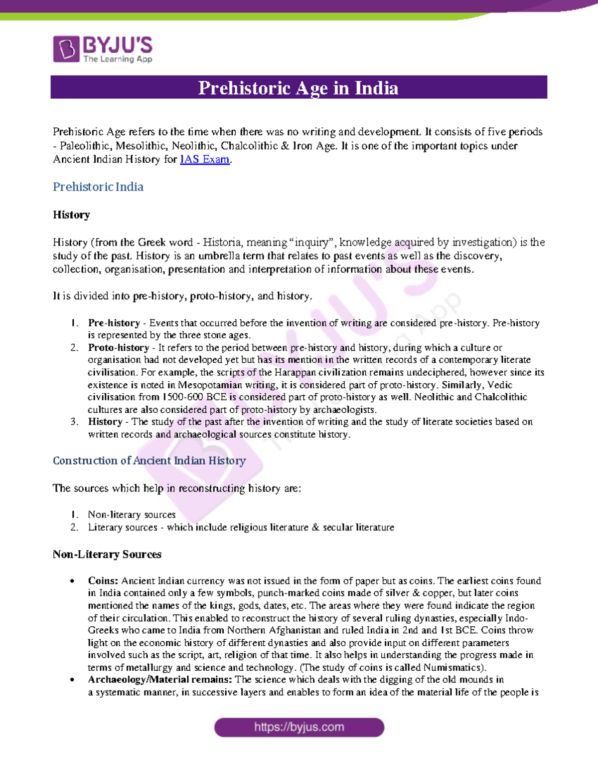 PrehistoricIndia Byjus notes Prehistoric Age in India Prehistoric
