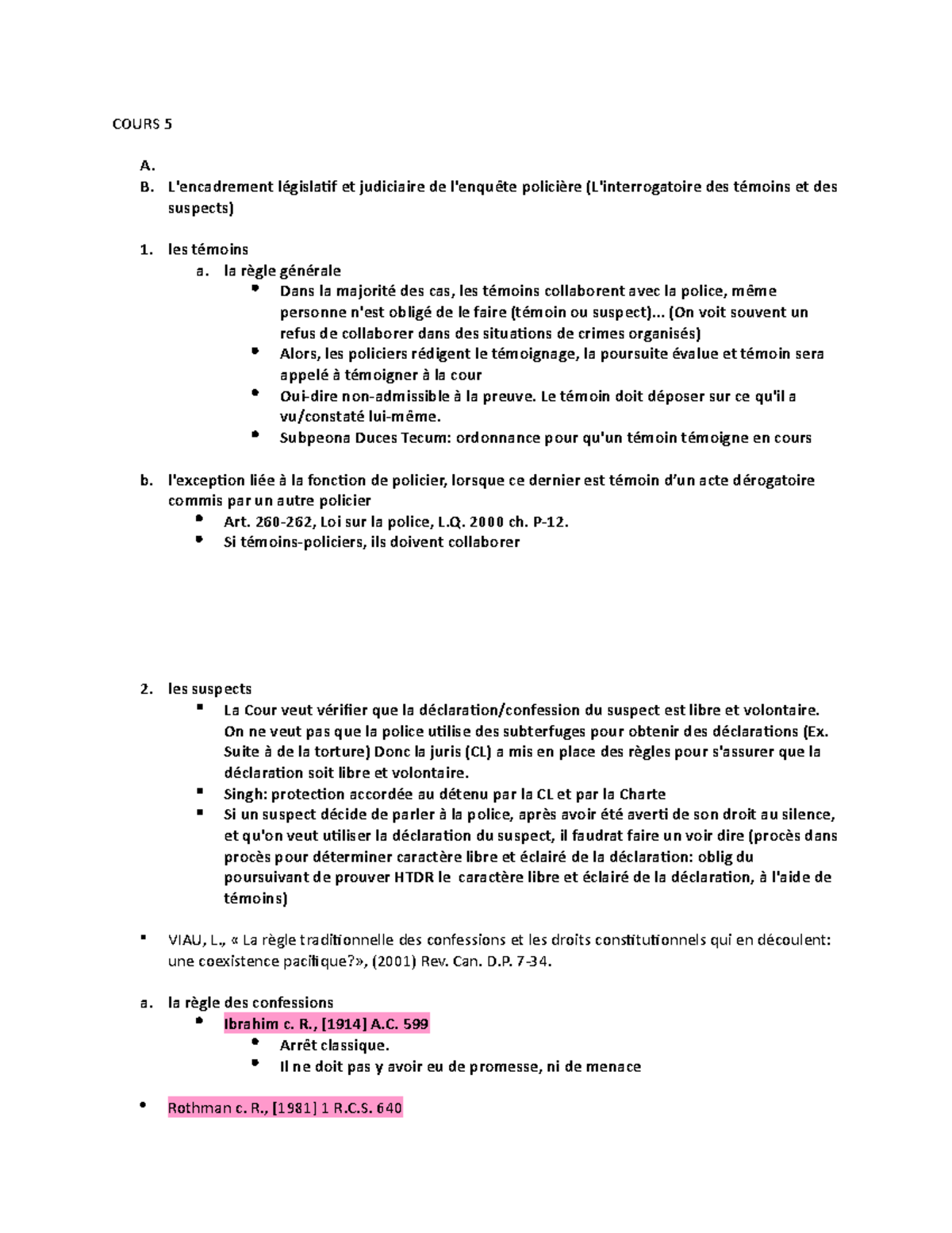 Notes de cours - Cours 5 à 7 - COURS 5 A. Cc B. L'encadrement ...