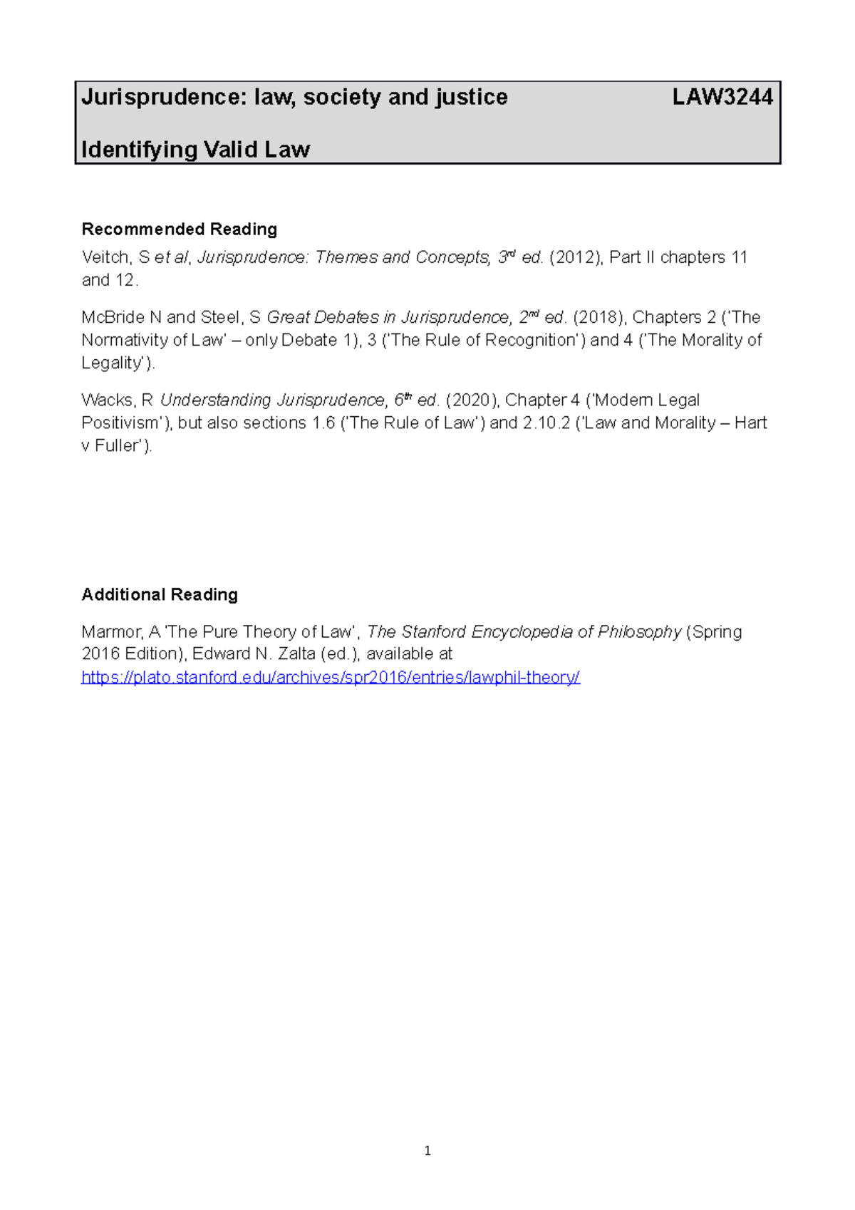 4 - Identifying Valid Law - Jurisprudence: law, society and justice LAW ...