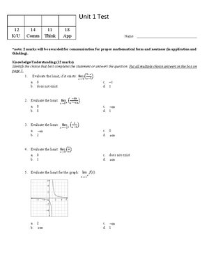 Calculus - Grade: 12 - High School - Canada - Studocu