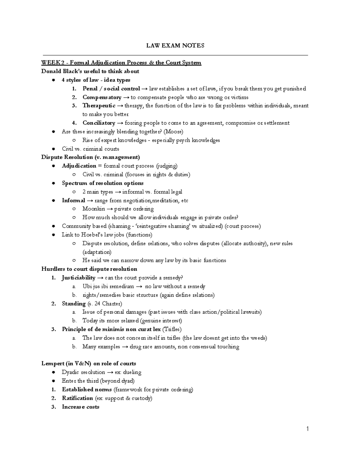 Law exam notes - Laws 1000 intro everything is in this doc - LAW EXAM ...