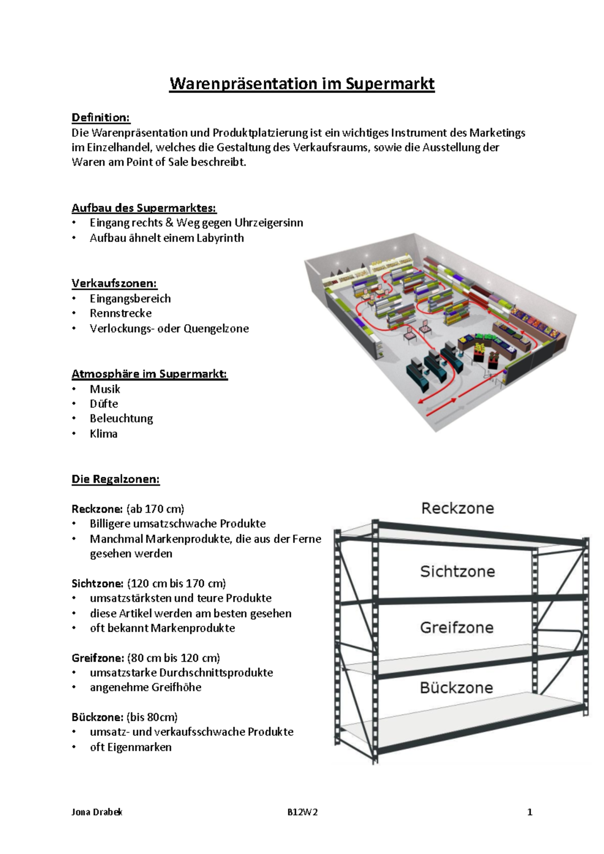 Handout Warenpräsentation im Supermarkt - Jona Drabek B12W2 1 Warenpr ...