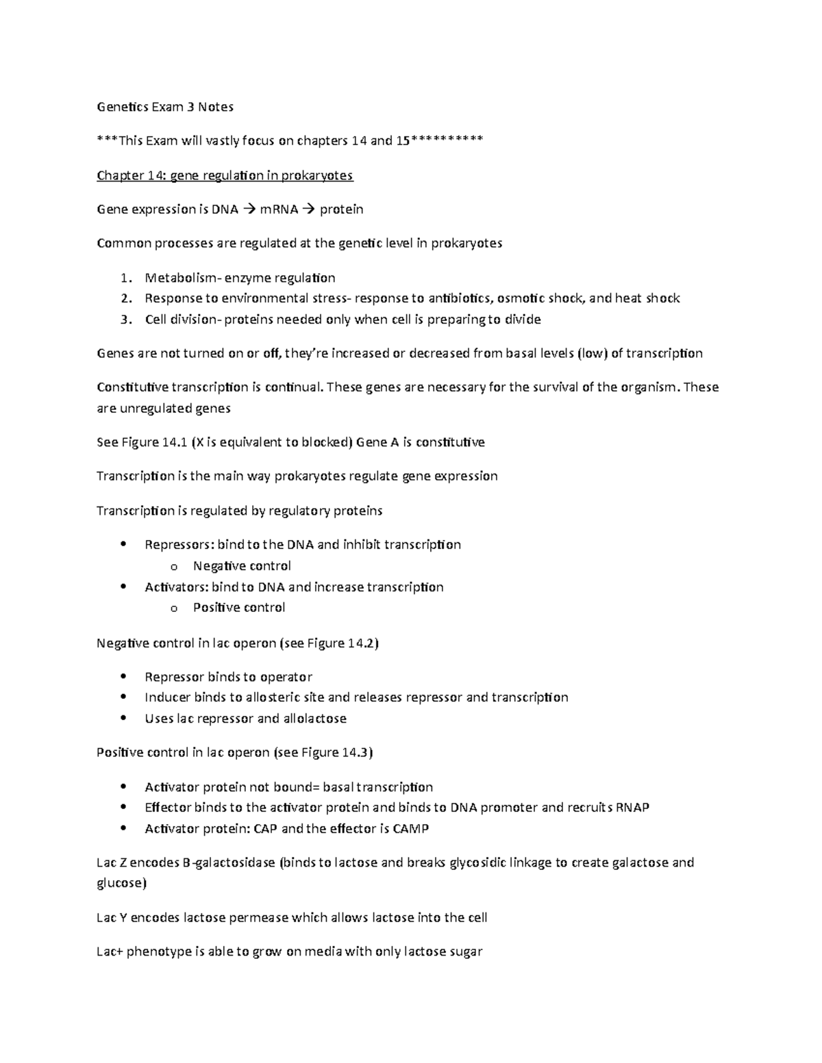 Exam 3 Genetics Notes - Genetics Exam 3 Notes Exam will vastly focus on ...