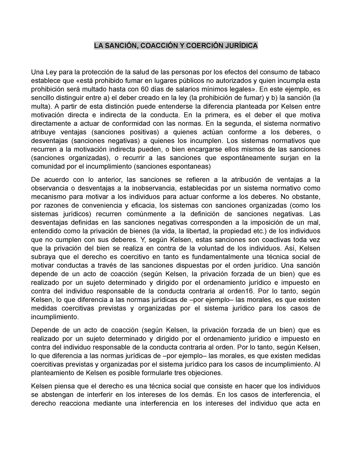 La sanción, coacción y coerción jurídica LA SANCIÓN, COACCIÓN Y