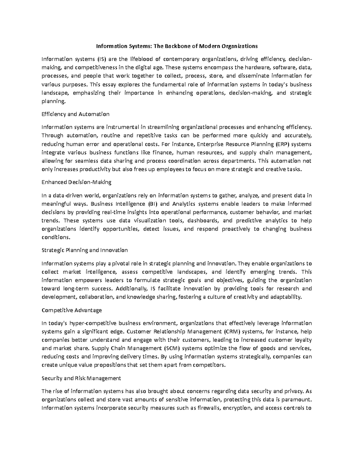 Information Systems - These systems encompass the hardware, software ...
